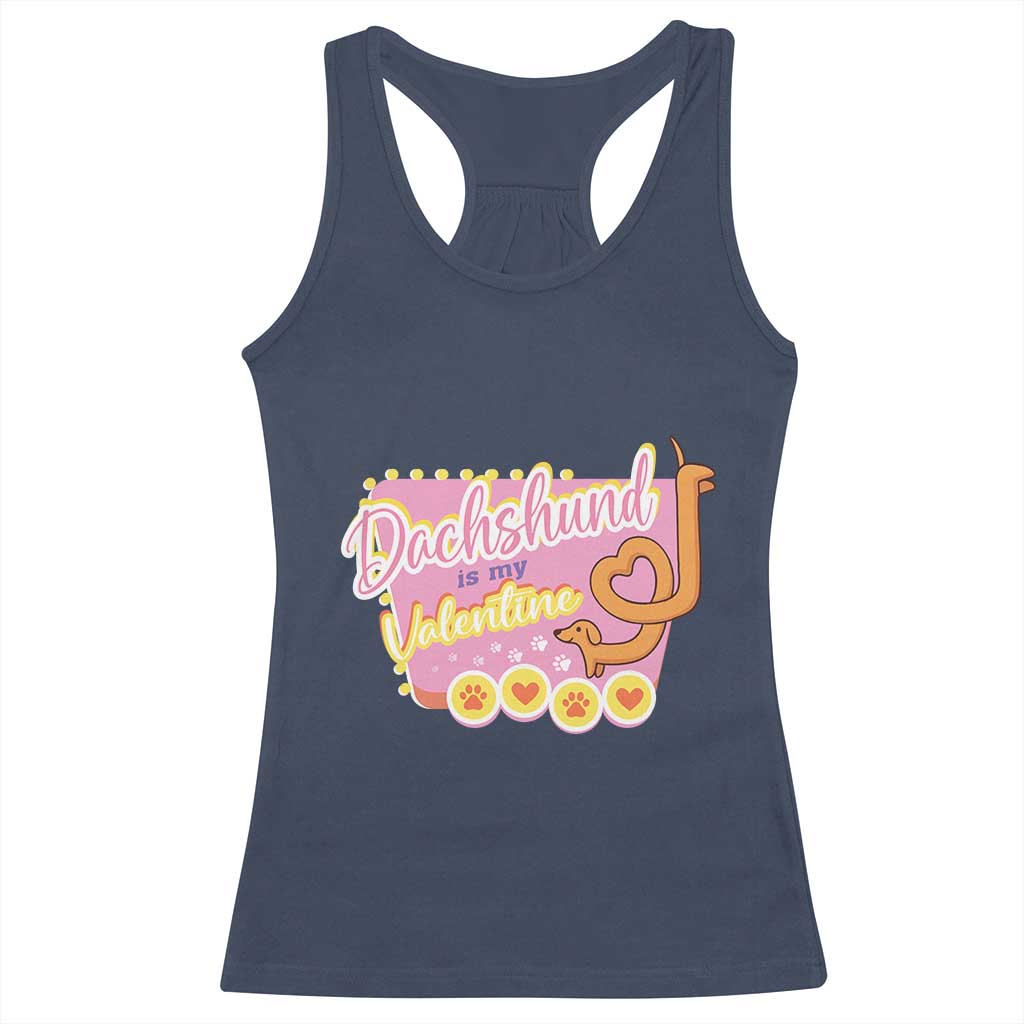 Valentine's Day Racerback Tank Top Dachshund Is My Valentine Cute Dog Heart TS09 Navy Print Your Wear