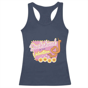 Valentine's Day Racerback Tank Top Dachshund Is My Valentine Cute Dog Heart TS09 Navy Print Your Wear