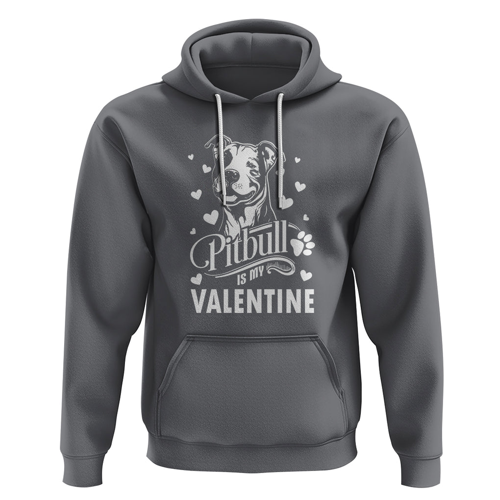 Valentine's Day Hoodie Pitbull Is My Valentine Cute Dog Heart TS09 Charcoal Printyourwear