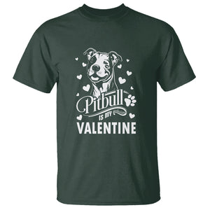 Valentine's Day T Shirt Pitbull Is My Valentine Cute Dog Heart TS09 Dark Forest Green Printyourwear