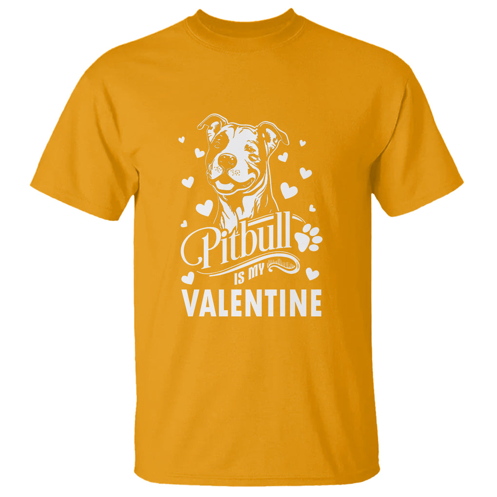 Valentine's Day T Shirt Pitbull Is My Valentine Cute Dog Heart TS09 Gold Printyourwear