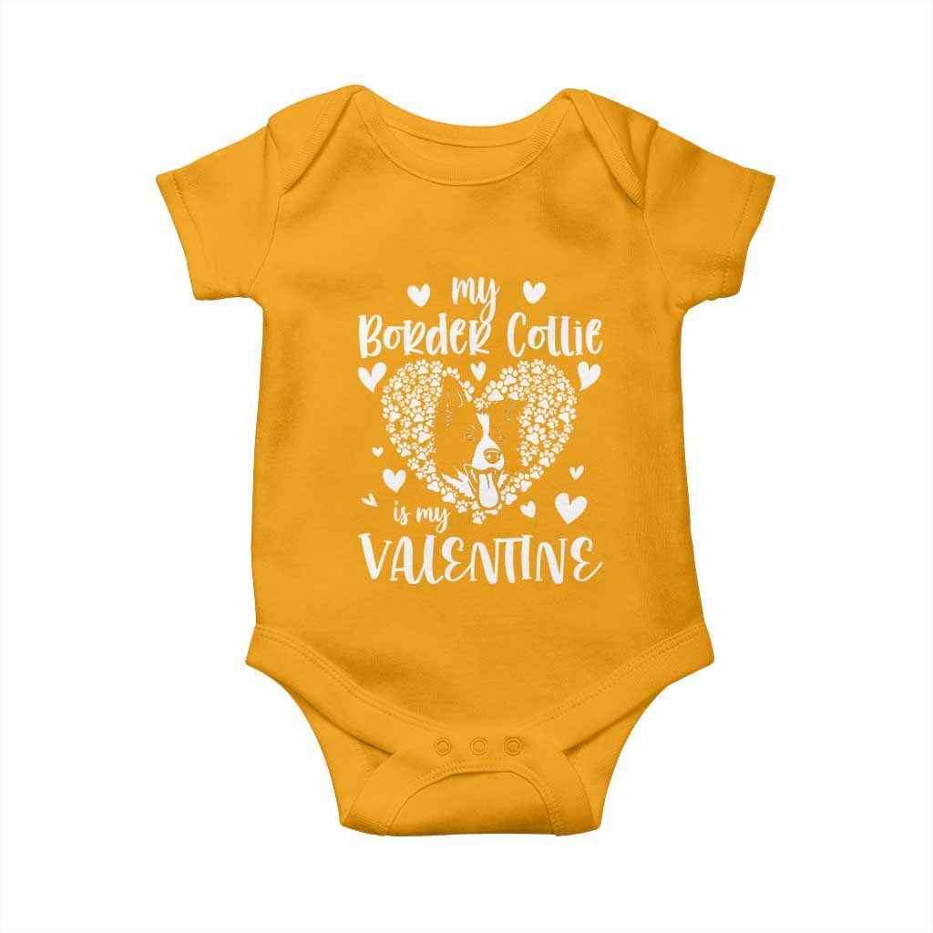 Valentine's Day Baby Onesie My Border Collie Is My Valentine Cute Dog Heart TS09 Gold Print Your Wear