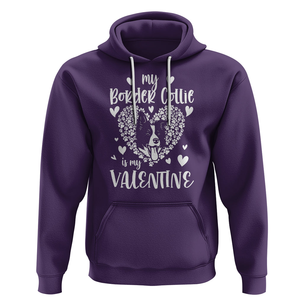 Valentine's Day Hoodie My Border Collie Is My Valentine Cute Dog Heart TS09 Purple Printyourwear