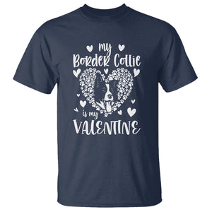 Valentine's Day T Shirt My Border Collie Is My Valentine Cute Dog Heart TS09 Navy Printyourwear
