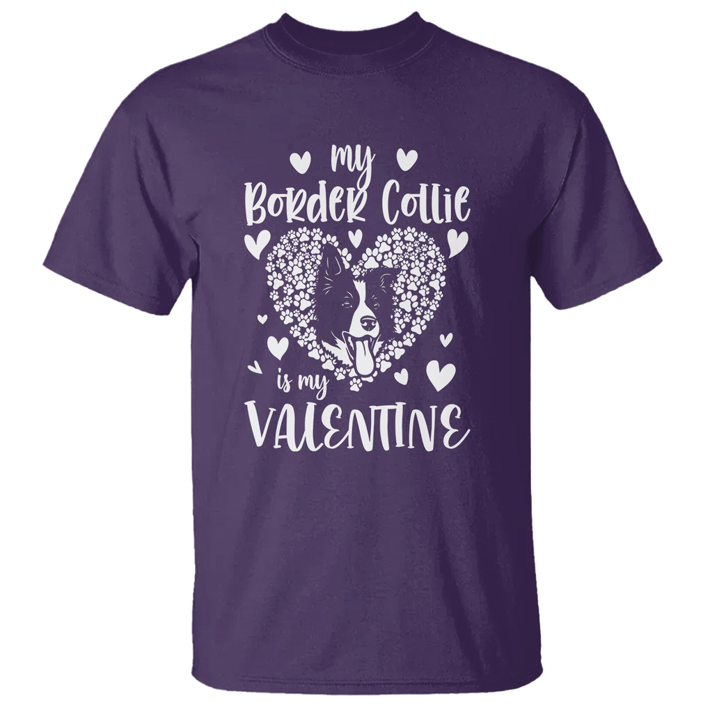 Valentine's Day T Shirt My Border Collie Is My Valentine Cute Dog Heart TS09 Purple Printyourwear