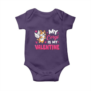 Valentine's Day Baby Onesie My Corgi Is My Valentine Cute Cupid Dog Rose TS09 Purple Print Your Wear