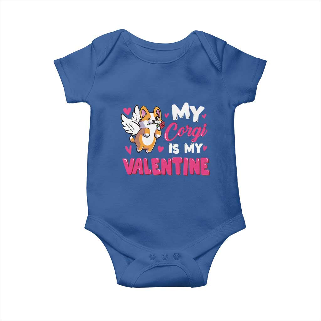 Valentine's Day Baby Onesie My Corgi Is My Valentine Cute Cupid Dog Rose TS09 Royal Blue Print Your Wear