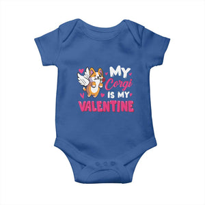 Valentine's Day Baby Onesie My Corgi Is My Valentine Cute Cupid Dog Rose TS09 Royal Blue Print Your Wear