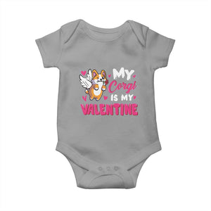 Valentine's Day Baby Onesie My Corgi Is My Valentine Cute Cupid Dog Rose TS09 Sport Gray Print Your Wear