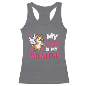 Valentine's Day Racerback Tank Top My Corgi Is My Valentine Cute Cupid Dog Rose TS09 Charcoal Print Your Wear