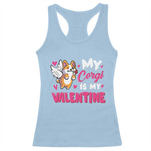 Valentine's Day Racerback Tank Top My Corgi Is My Valentine Cute Cupid Dog Rose TS09 Light Blue Print Your Wear