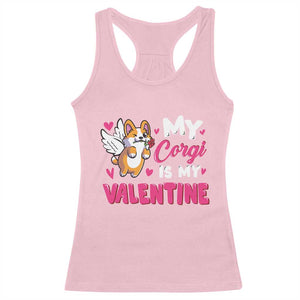 Valentine's Day Racerback Tank Top My Corgi Is My Valentine Cute Cupid Dog Rose TS09 Light Pink Print Your Wear