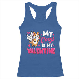 Valentine's Day Racerback Tank Top My Corgi Is My Valentine Cute Cupid Dog Rose TS09 Royal Blue Print Your Wear