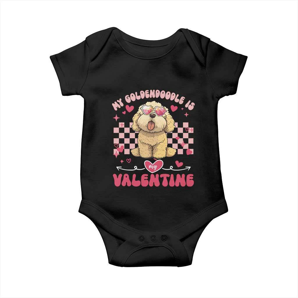 Valentine's Day Baby Onesie My Goldendoodle Is My Valentine Cute Dog Heart Sunglass TS09 Black Print Your Wear