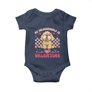 Valentine's Day Baby Onesie My Goldendoodle Is My Valentine Cute Dog Heart Sunglass TS09 Navy Print Your Wear