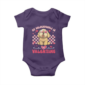 Valentine's Day Baby Onesie My Goldendoodle Is My Valentine Cute Dog Heart Sunglass TS09 Purple Print Your Wear
