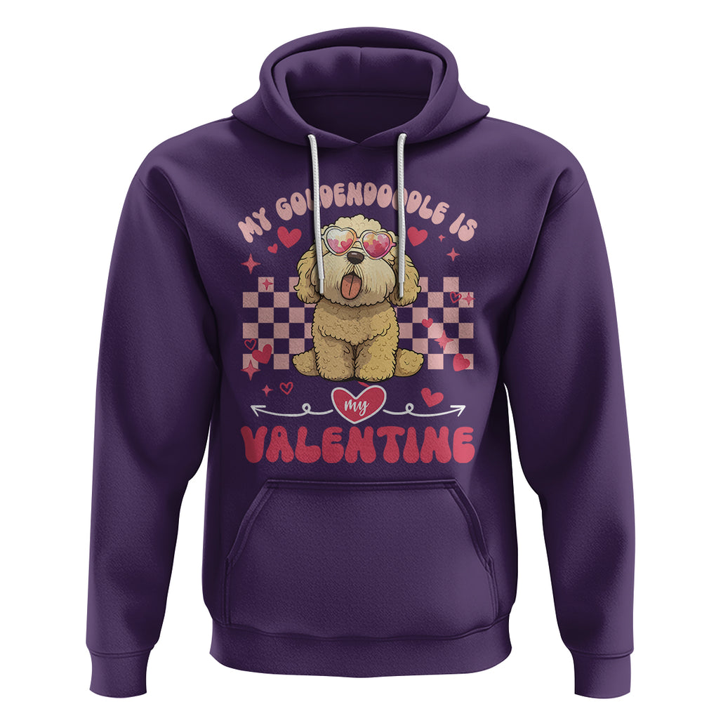 Valentine's Day Hoodie My Goldendoodle Is My Valentine Cute Dog Heart Sunglass TS09 Purple Printyourwear