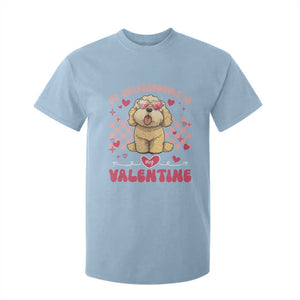 Valentine's Day T Shirt For Kid My Goldendoodle Is My Valentine Cute Dog Heart Sunglass TS09 Light Blue Print Your Wear