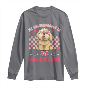 Valentine's Day Long Sleeve Shirt My Goldendoodle Is My Valentine Cute Dog Heart Sunglass TS09 Charcoal Print Your Wear