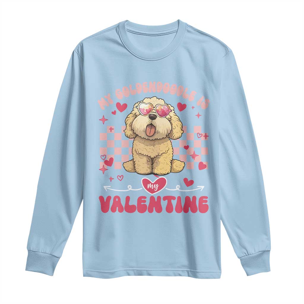 Valentine's Day Long Sleeve Shirt My Goldendoodle Is My Valentine Cute Dog Heart Sunglass TS09 Light Blue Print Your Wear