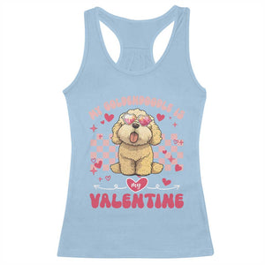 Valentine's Day Racerback Tank Top My Goldendoodle Is My Valentine Cute Dog Heart Sunglass TS09 Light Blue Print Your Wear