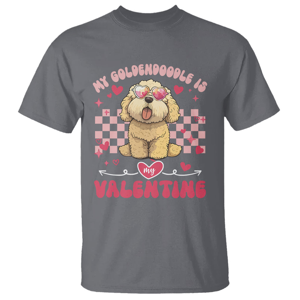 Valentine's Day T Shirt My Goldendoodle Is My Valentine Cute Dog Heart Sunglass TS09 Charcoal Printyourwear