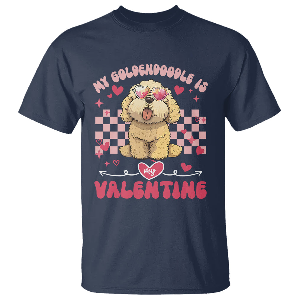 Valentine's Day T Shirt My Goldendoodle Is My Valentine Cute Dog Heart Sunglass TS09 Navy Printyourwear