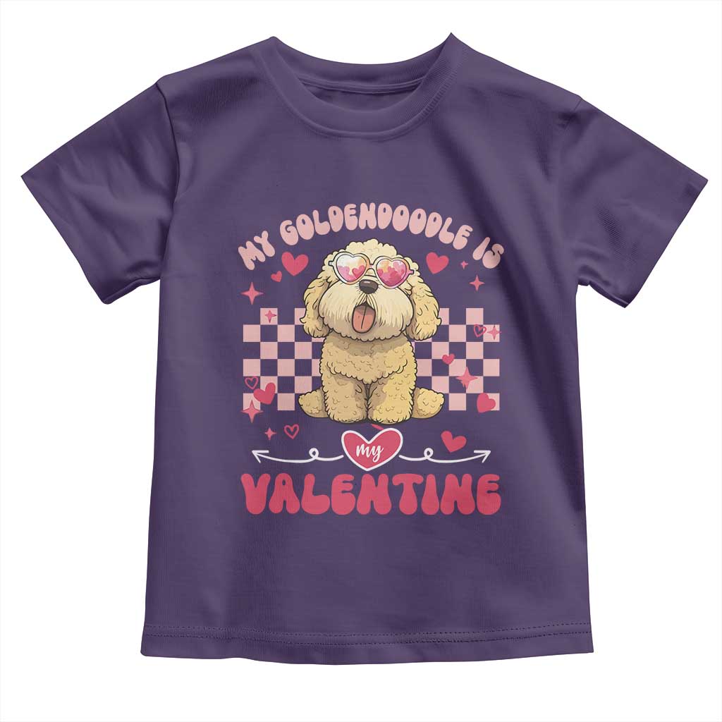 Valentine's Day Toddler T Shirt My Goldendoodle Is My Valentine Cute Dog Heart Sunglass TS09 Purple Print Your Wear