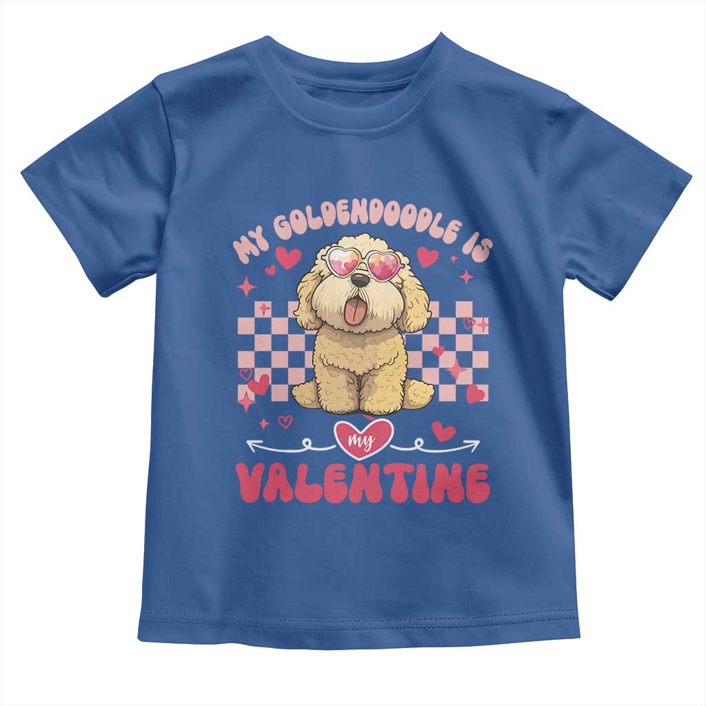 Valentine's Day Toddler T Shirt My Goldendoodle Is My Valentine Cute Dog Heart Sunglass TS09 Royal Blue Print Your Wear