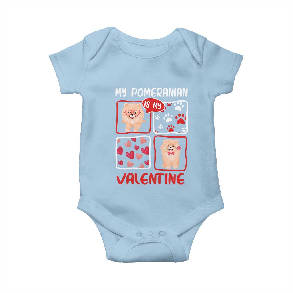 Valentine's Day Baby Onesie My Pomeranian Is My Valentine Cute Dog Heart TS09 Light Blue Print Your Wear