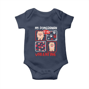 Valentine's Day Baby Onesie My Pomeranian Is My Valentine Cute Dog Heart TS09 Navy Print Your Wear