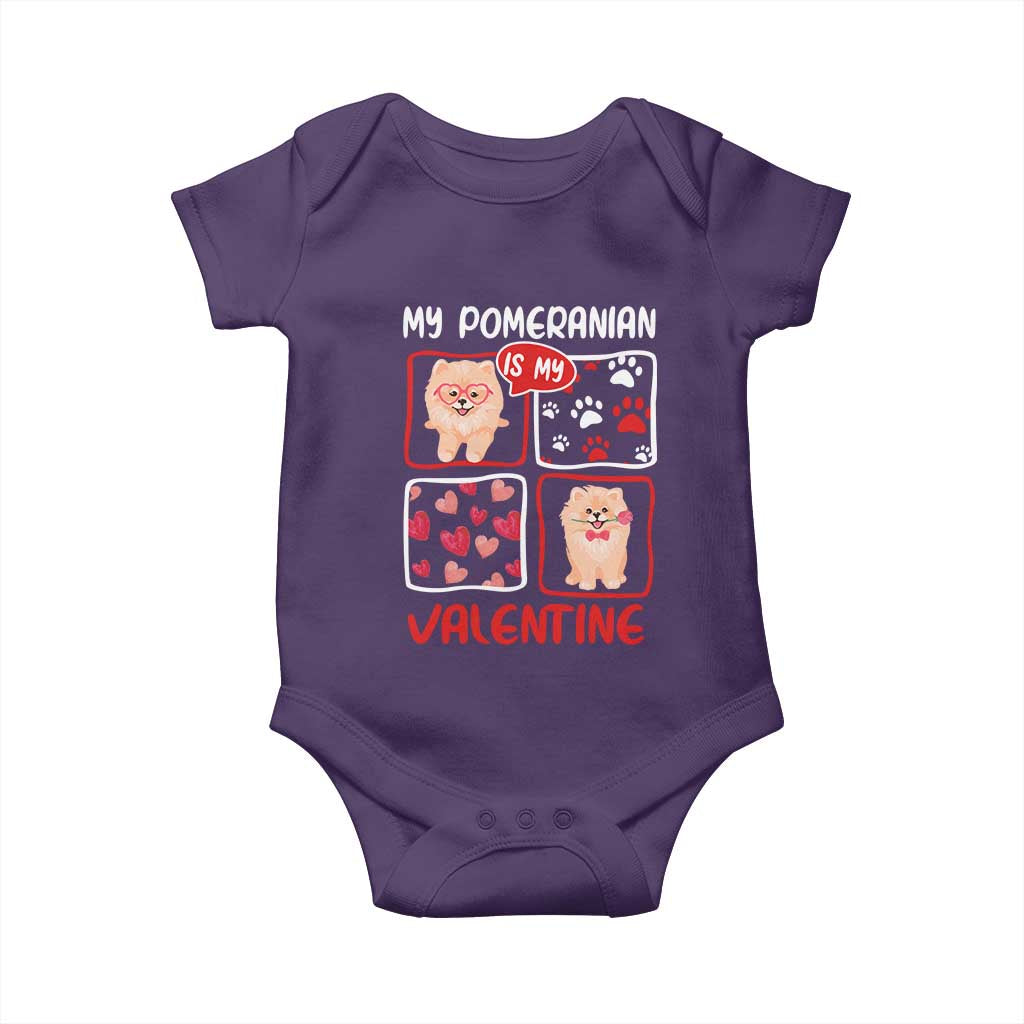 Valentine's Day Baby Onesie My Pomeranian Is My Valentine Cute Dog Heart TS09 Purple Print Your Wear