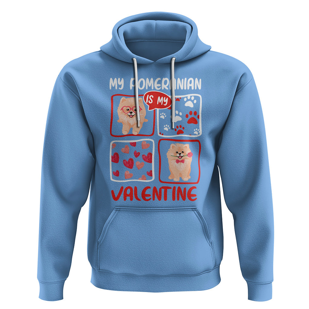 Valentine's Day Hoodie My Pomeranian Is My Valentine Cute Dog Heart TS09 Carolina Blue Printyourwear