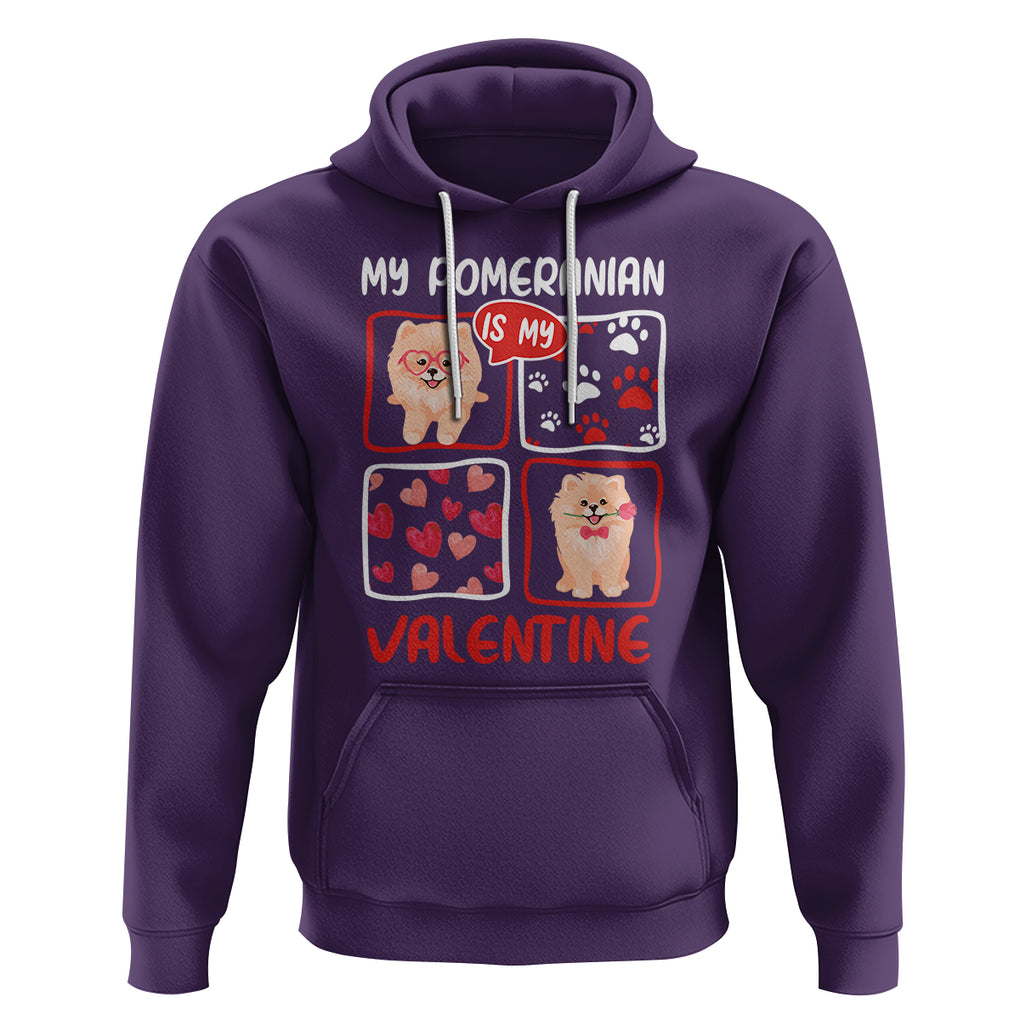 Valentine's Day Hoodie My Pomeranian Is My Valentine Cute Dog Heart TS09 Purple Printyourwear