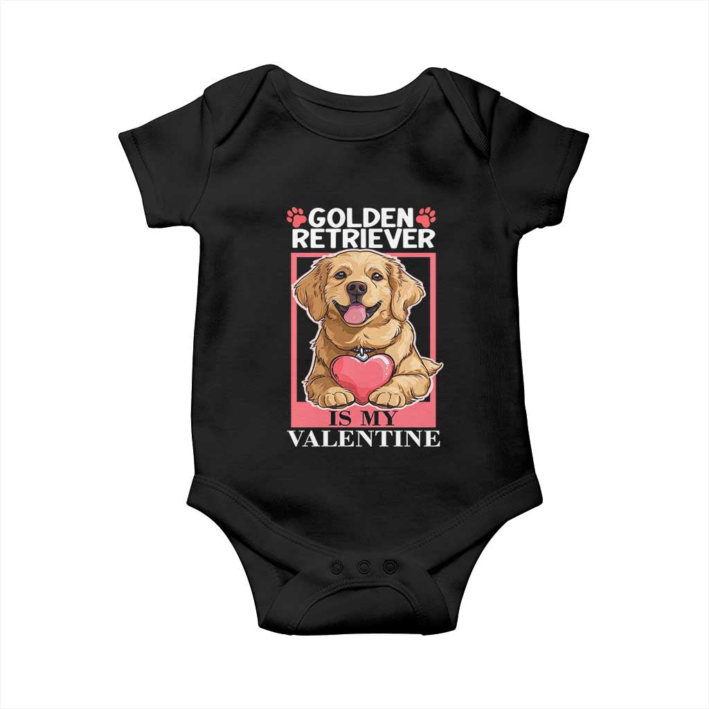 Valentine's Day Baby Onesie My Golden Retriever Is My Valentine Cute Dog Heart TS09 Black Print Your Wear