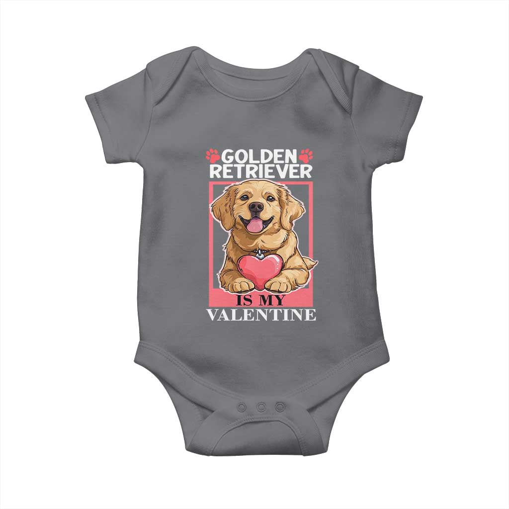 Valentine's Day Baby Onesie My Golden Retriever Is My Valentine Cute Dog Heart TS09 Charcoal Print Your Wear