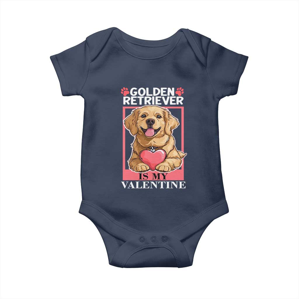 Valentine's Day Baby Onesie My Golden Retriever Is My Valentine Cute Dog Heart TS09 Navy Print Your Wear