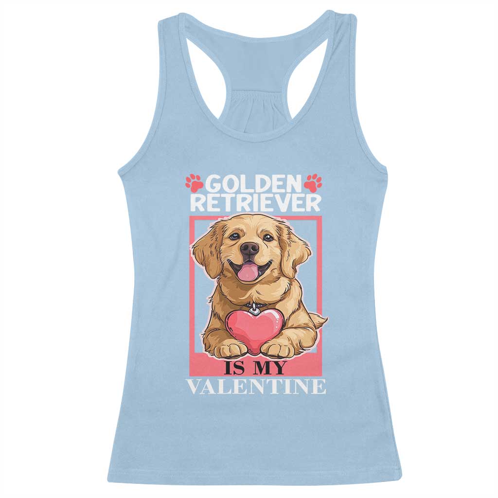 Valentine's Day Racerback Tank Top My Golden Retriever Is My Valentine Cute Dog Heart TS09 Light Blue Print Your Wear