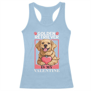 Valentine's Day Racerback Tank Top My Golden Retriever Is My Valentine Cute Dog Heart TS09 Light Blue Print Your Wear