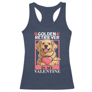 Valentine's Day Racerback Tank Top My Golden Retriever Is My Valentine Cute Dog Heart TS09 Navy Print Your Wear