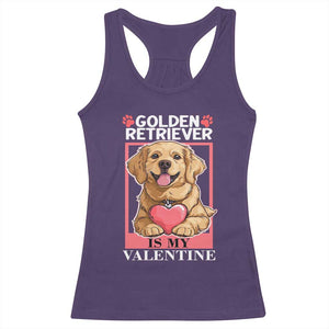 Valentine's Day Racerback Tank Top My Golden Retriever Is My Valentine Cute Dog Heart TS09 Purple Print Your Wear