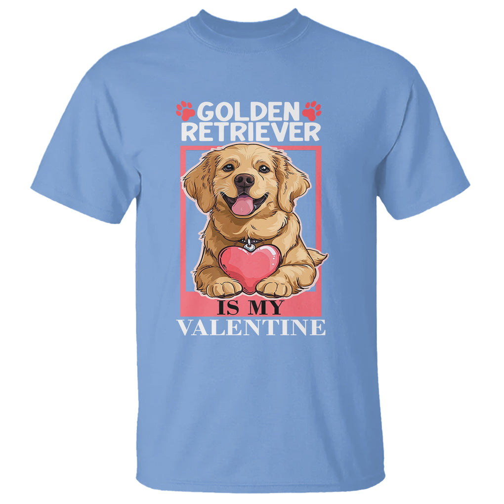 Valentine's Day T Shirt My Golden Retriever Is My Valentine Cute Dog Heart TS09 Carolina Blue Printyourwear
