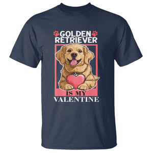 Valentine's Day T Shirt My Golden Retriever Is My Valentine Cute Dog Heart TS09 Navy Printyourwear