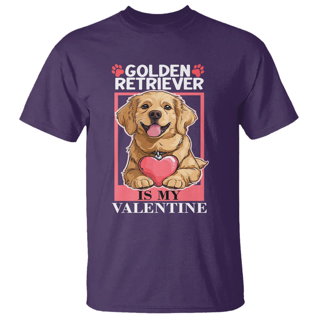Valentine's Day T Shirt My Golden Retriever Is My Valentine Cute Dog Heart TS09 Purple Printyourwear