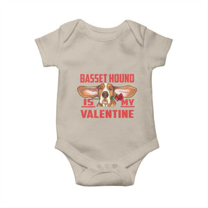 Valentine's Day Baby Onesie Basset Hound Is My Valentine Funny Dog Rose TS09 Sand Print Your Wear