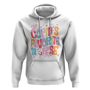 Valentine's Day Hoodie Retro Groovy Cupids Favorite Nurse TS09 White Printyourwear