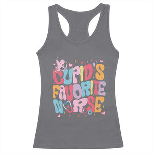 Valentine's Day Racerback Tank Top Retro Groovy Cupids Favorite Nurse TS09 Charcoal Print Your Wear