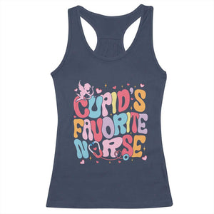 Valentine's Day Racerback Tank Top Retro Groovy Cupids Favorite Nurse TS09 Navy Print Your Wear