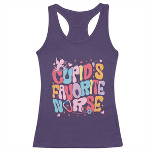 Valentine's Day Racerback Tank Top Retro Groovy Cupids Favorite Nurse TS09 Purple Print Your Wear