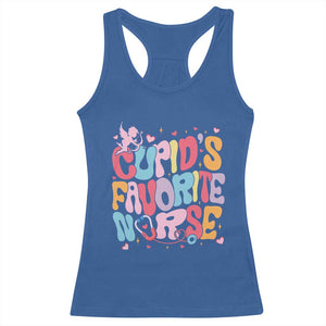 Valentine's Day Racerback Tank Top Retro Groovy Cupids Favorite Nurse TS09 Royal Blue Print Your Wear
